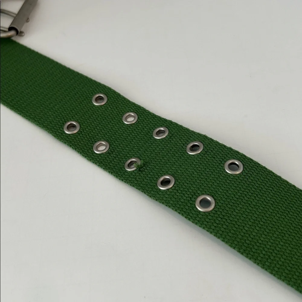 Canvas Men’s Belt w Silver Buckle Kelly Green